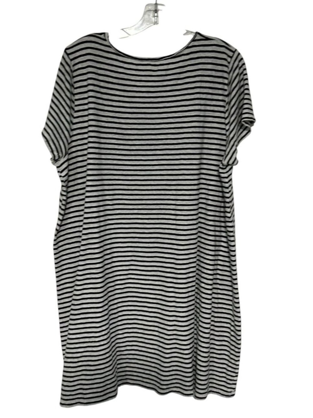 Eileen Fisher Organic Linen Jersey Stripe T-shirt Dress Black and White Size 1X